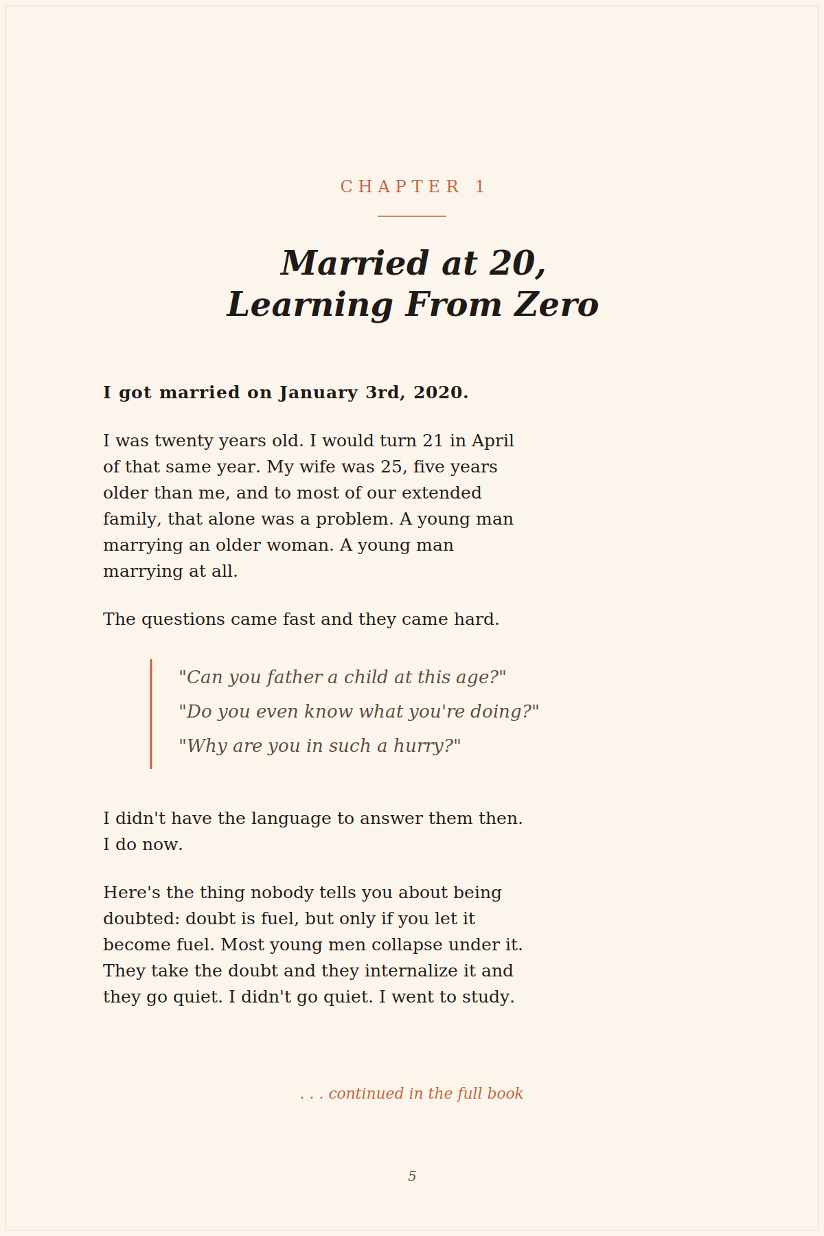 A preview of Chapter One